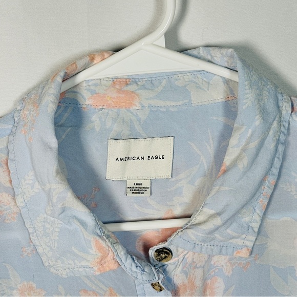 American Eagle Floral Viscose Button Down Shirt Pastel Cottagecore Large - Picture 4 of 10